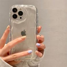 Padrão de onda creme de cor sólida para iPhone 15 14 13 12 11 Pro Max Mini transparente amarelo resistente casal branco capa de telefone transparente, transparente, para iPhone 14 Plus