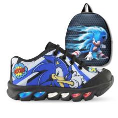 Kit Tênis De Led Infantil Menino Masculino Sonic Boom + Mochila - Kids