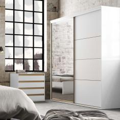 Guarda Roupa Casal com Espelho 2 portas de Correr 100 MDF Eleganza Belmax