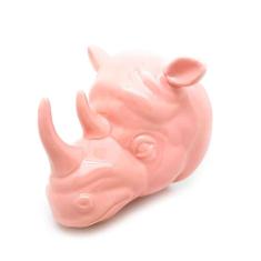 Vaso De Parede Cachepot Rinoceronte Rosa Porcelana