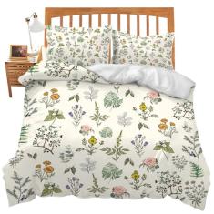 Jogo de edredom com tema de flores silvestres e flores silvestres para decoração de quarto, solteiro, macio, casal, tamanho king, capa de edredom com 2 fronhas para crianças, adolescentes e adultos,