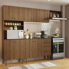 Armário de Cozinha Compacta 235cm Gourmet Madesa 02, Rustic