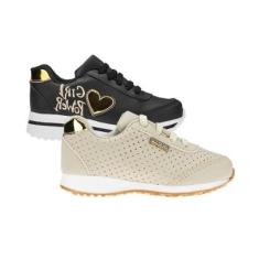 Tênis Menina Calcado Infantil Escolar - KIT 2 PARES Tam 24 ao 34-Feminino