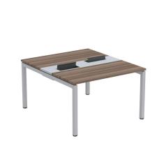 Mesa Plataforma Dupla com Pé de Aço para Coworking 110X140/2P PDC11/14/2P Walnut/Cinza
