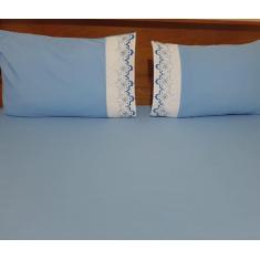 Jogo De Lençol Casal Queen 3 Peças Bordado Percal 400 Fios - bordados 