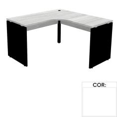 Mesa De Escritório Em L Pé Painel Pe25 Em Mdp 155 X 155 X 60 Cm Branca Com Base Branca