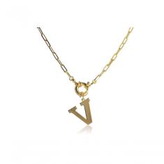 Colar De Letras Folheado Em Ouro 18k Tipo:letra-m