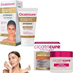 Kit Cicatricure Protetor Solar Fps50 Porcelana Gel Creme