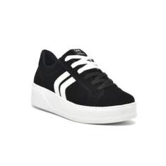 Tênis Via Marte Feminino Flatform Casual 23-13507 Nobuck Preto-Feminino