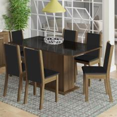 Conjunto Sala de Jantar Madesa Moscou Plus Mesa Tampo de Vidro com 6 C