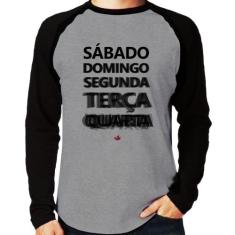 Camiseta Raglan Semana do carnaval Manga Longa - Foca na Moda, Cinza, 