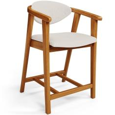 Banqueta Baixa Para Cozinha Sala De Jantar Bancada Cecília L02 Linho Cru - Lyam Decor