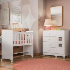 Quarto de Bebê 100% MDF com Mini Berço e Cômoda Life - Tigus Baby