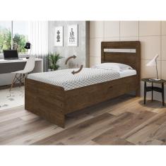 Cama de Solteiro com Baú  Larissa Marrom/Bege - Framar F09