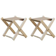 Kit 2 Banquinho De Madeira Banqueta Pescador-bege