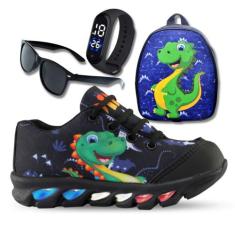 tenis de led infantil masculino dinossauro com luzinha meninos mais mo