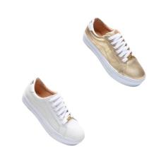 Kit Tênis Feminino Casual em Couro Legítimo Dia a Dia - Polo Urban, 39
