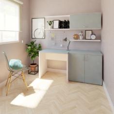 Mesa Reta Corp 25mm 100 Cm Bramov Móveis Branco/cinza Cristal