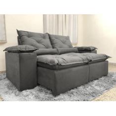 Sofá 3 Lugares Retrátil e Reclinável 2,00 metros Alpoim Estofados Cinz