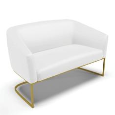 Sofá Namoradeira 2 Lugares Base Industrial Dourado Stella Corino D03 - D`rossi Cor Branco