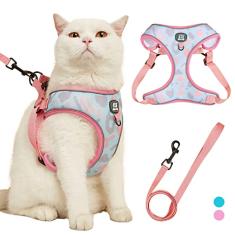 MIDEPET Conjunto de coleira e coleira para gatos, à prova de fuga, ajustável, para caminhar, colete ajustável para gatos com alça refletiva, ajuste confortável para animais de estimação, gatinho e