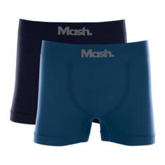 MASH Kit 2 Cuecas Boxer Cueca Mash Microfibra Sem Costura Box Masculina Adulto, 1 Azul Jeans Escuro - 1 Azul Marinho, GG