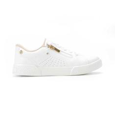 Tenis casual kolosh feminino elastico ziper calce facil reto, Branco o