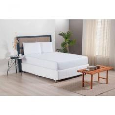 Jogo De Lençol Versatile Ponto Palito Simples 3 Peças Casal Micropercal branco