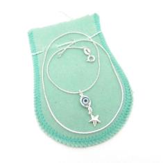 Corrente Feminina 40Cm 0.5Mm Olho Grego Folheada Prata Cr579 - Wnbijou
