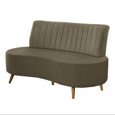 Sofá Living Katara 1,35m 2 Lugares Pés Madeira Mel Veludo Capuccino G33