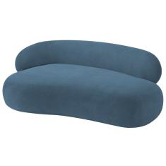 Divã Recamier Luxo Decorativo Canadá 180cm Lado Direito Linho Azul Royal