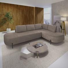 Sofá De Canto Luna Orgânico 265 Cm Para Sala De Estar Bege