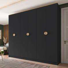 Guarda Roupa Casal 100% Mdf Bp 6 Portas 4 Gavetas Asti Preto
