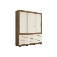 Guarda Roupa Casal 3 Portas De Correr E 9 Gavetas C- Pés Click 3.9 Jatobá-areia - Santos Andirá