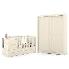 Jogo de Quarto Infantil Tutto New com Guarda Roupa 2 Portas de Correr e Berço Multifuncional Formare - Matic Móveis