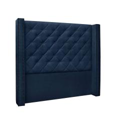 Cabeceira Cama Box Queen 160cm e Recamier Vicenza Suede Azul Marinho S04 - D`Rossi