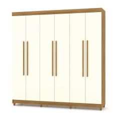 Guarda Roupa Casal 6 Portas 218 Cm Elegância Nature/champanhe - Pallazio