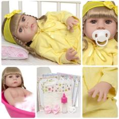Bebe Reborn Menina Fofa Abigail Loira Diversos Itens Barata - Cegonha 