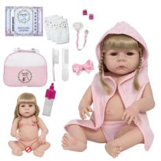 Boneca Reborn Princesa Corpo de Vinil Fofa Pode Dar Banho - Cegonha Re