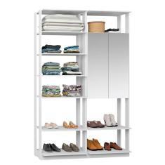 Guarda-Roupa Solteiro Modulado Clothes ii com Espelho 2 pt Branco