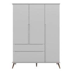 Guarda Roupa Infantil Retrô Alice 3 Portas E 2 Gavetas Cinza - Pr Baby Cinza