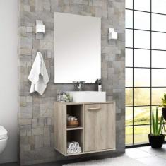 Gabinete para Banheiro 1 Porta com Espelho e Cuba Anne Móveis Bosi Barrique