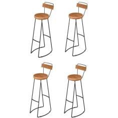 Kit 4 Banquetas Alta Com Encosto Para Aérea Gourmet York