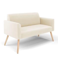 Sofá Namoradeira Pés Palito Natural Marisa Veludo D03 - D\'rossi Cor Bege