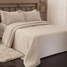 Kit Colcha Dohler Casal Bege Piquet Favo  2,20M X 2,50M