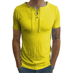 Camiseta Bata Viscose Com Elastano Manga Curta tamanho:g;cor:amarelo