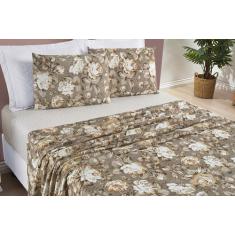 Jogo De Lençol Casal QUEEN 4 Pç Com Estampa Floral Elástico. - Safira 