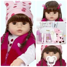 Boneca Reborn de Silicone Girafinha com Enxoval Completo - Cegonha Reb