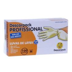 Luva De Latex Com Pó Tamanho Médio Com 100 unidades Descarpack