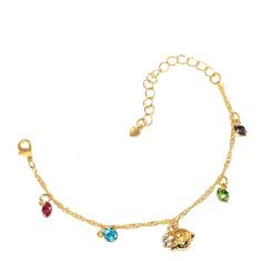 Pulseira Menina Criança Filha Com Cristais Folheado 18k